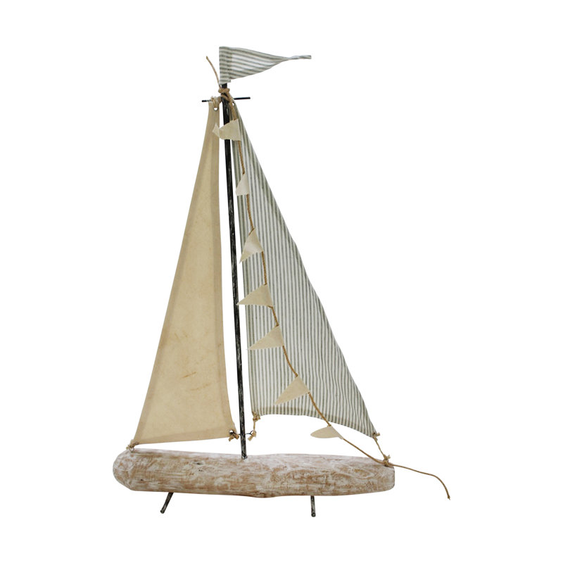 Longshore Tides 25" Iron Sailboat with Cloth Sails Home Decor